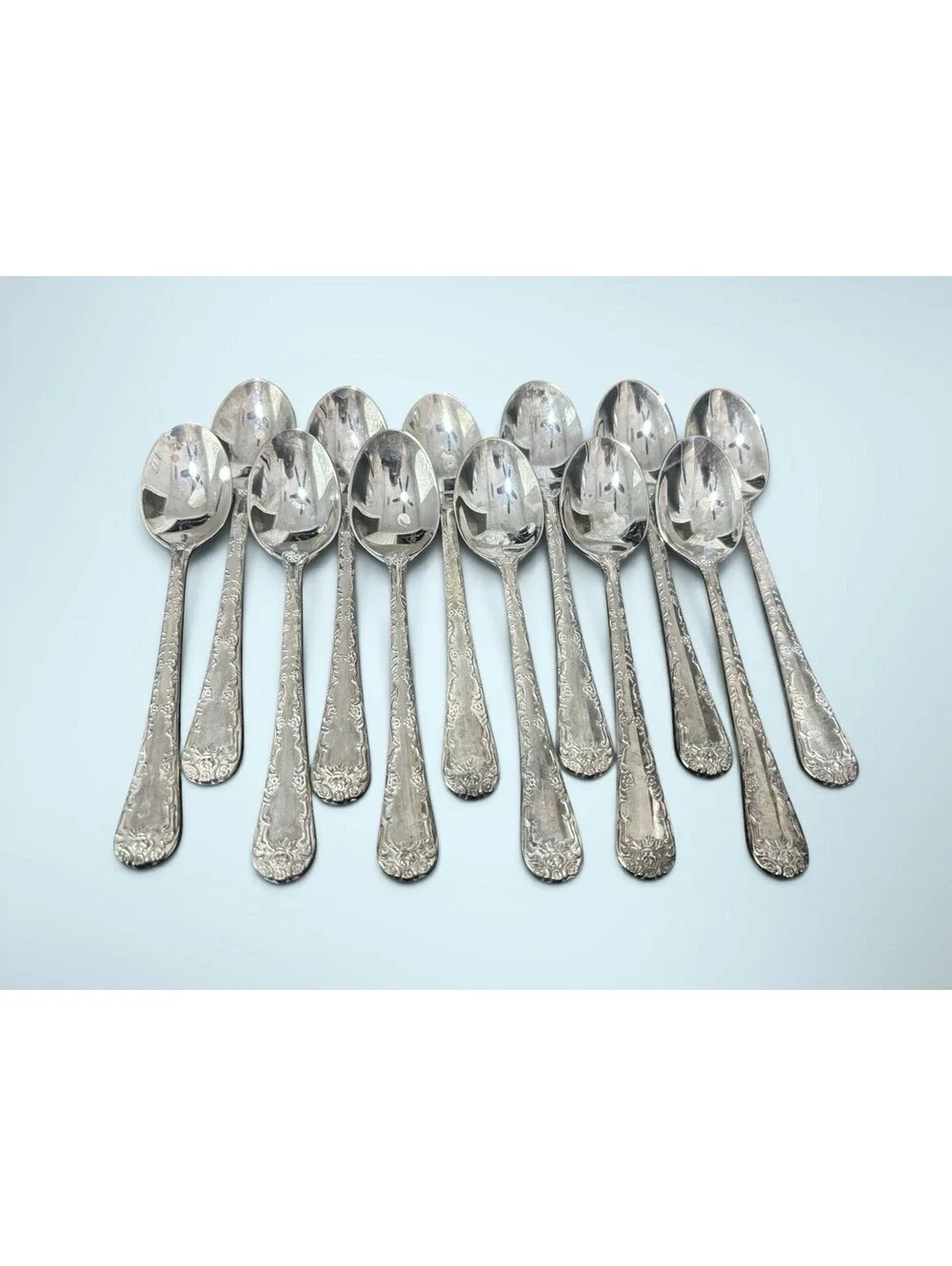 WM Rogers Enchanted Rose Silverplated Flatware Silverware 51pc Set Fair Cond.